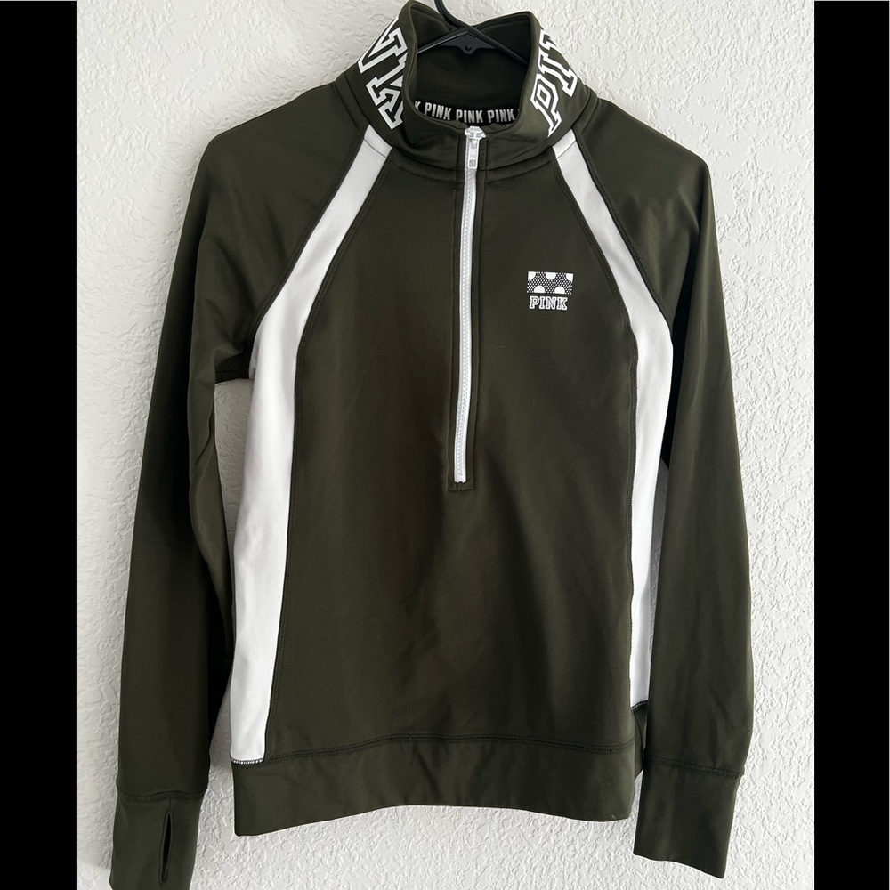 Victoria’s Secret-Pink ultimate olive green half zip - size small